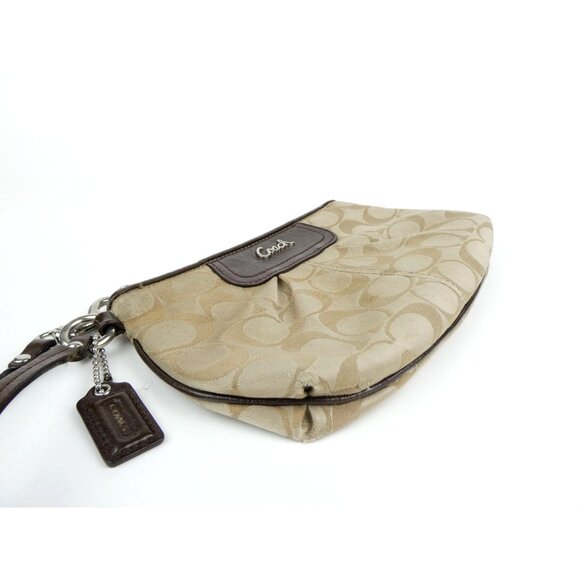 Coach Signature Khaki Brown Ashley Wristlet - Picture 4 of 12